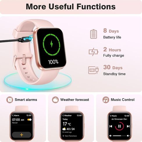 Smart Watches for Women Android iPhone, [1.8'' HD Screen] Smartwatch Alexa Built-in Fitness Tracker Watch with Bluetooth Calls, IP68 Waterproof, Heart Rate/Sleep/SpO2 Monitor, 110 Sports Mode in Kuwait