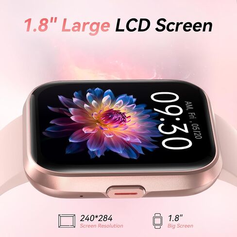 Smart Watches for Women Android iPhone, [1.8'' HD Screen] Smartwatch Alexa Built-in Fitness Tracker Watch with Bluetooth Calls, IP68 Waterproof, Heart Rate/Sleep/SpO2 Monitor, 110 Sports Mode in Kuwait
