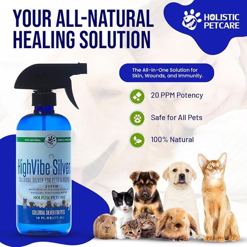HighVibe Silver-Colloidal Silver for Pets 32 oz-Colloidal Silver Dogs, Colloidal Silver Cats in Saudi Arabia