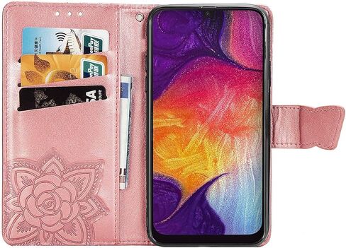 MEUPZZK Samsung Galaxy A50 Case, Samsung A50 / A50s / A30s Wallet Case, Embossed Butterfly Premium PU Leather [Kickstand] [Card Slots] [Wrist Strap] [6.4 inch] Cover for Samsung A50 (A-Lavender) in Kuwait