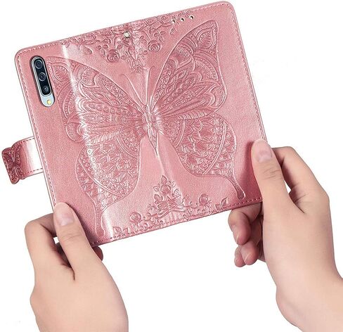 MEUPZZK Samsung Galaxy A50 Case, Samsung A50 / A50s / A30s Wallet Case, Embossed Butterfly Premium PU Leather [Kickstand] [Card Slots] [Wrist Strap] [6.4 inch] Cover for Samsung A50 (A-Lavender) in Kuwait