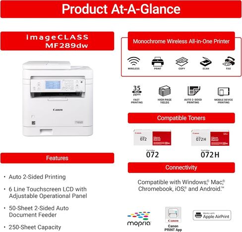 Canon imageCLASS MF269dw II - Print, Copy, Scan, Fax, Wireless, 2-Sided Laser Printer with Auto Document Feeder, Works with Alexa in Saudi Arabia