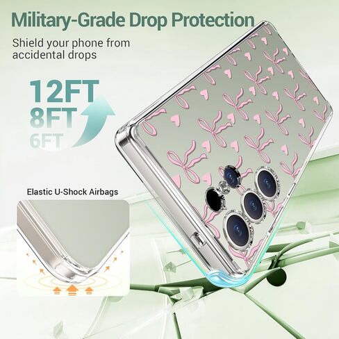Bicol for Samsung Galaxy S25 Ultra Case ، غطاء واضح نحيف مع حماية الكاميرا المحسنة والزهور البرية ، حالة الهاتف الحماية العصرية للنساء والبنات ، تصميم الأزياء in Saudi Arabia