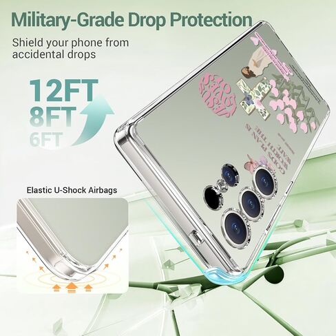 Bicol for Samsung Galaxy S25 Ultra Case ، غطاء واضح نحيف مع حماية الكاميرا المحسنة والزهور البرية ، حالة الهاتف الحماية العصرية للنساء والبنات ، تصميم الأزياء in Saudi Arabia