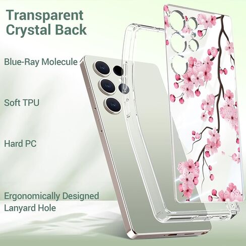 bicol for Samsung Galaxy S25 Ultra Case,Slim Clear Cover with Enhanced Camera Protection & Blooming Wildflower,Trendy Protective Phone Case for Women & Girls, Fashion Design in Kuwait