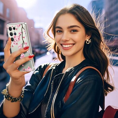 bicol for Samsung Galaxy S25 Ultra Case,Slim Clear Cover with Enhanced Camera Protection & Blooming Wildflower,Trendy Protective Phone Case for Women & Girls, Fashion Design in Kuwait