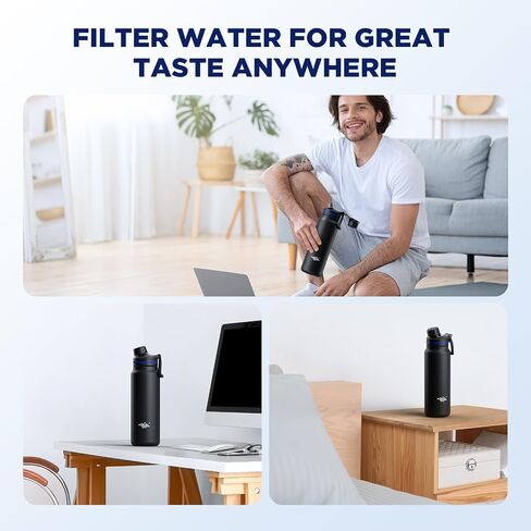 مرشح UF وACF بديل من شركة Membrane Solutions لزجاجة المياه المصفاة C3، خالي من BPA للتخييم والمشي لمسافات طويلة وحقائب الظهر والسفر (UFx1 + ACFx2) in Kuwait