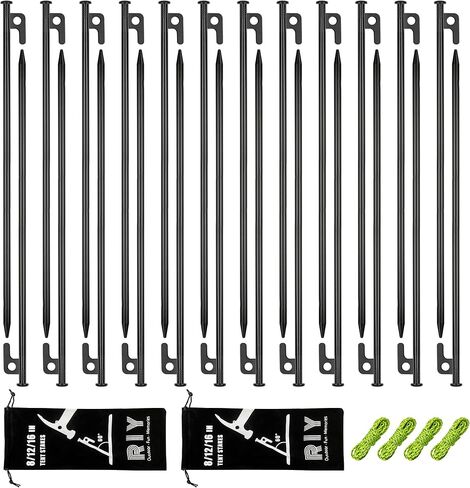 24 Pack Tent Stakes Heavy Duty Metal Tent Pegs for Camping Steel Tent Stakes 12 inch Unbreakable and Inflexible in Saudi Arabia
