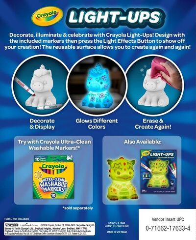 Crayola Light Ups Unicorn Figure, Recolorable Light Up Toy, Gift for Kids, 4, 5, 6, 7 in Saudi Arabia