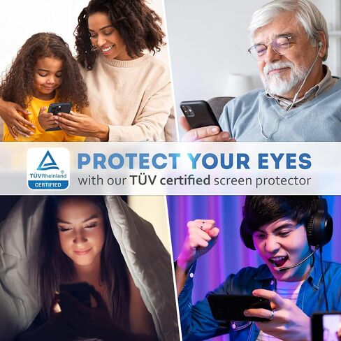 Deppa |2 Pack| Eye Safeguard TÜV Certified Anti-Blue Light Screen Protector for iPhone 13 Mini (5.4') Tempered Glass Edge to Edge Full Cover with Easy Installation Kit Tray in Saudi Arabia