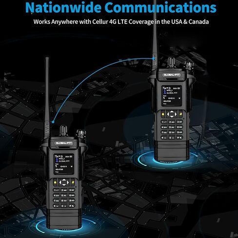 2-Pack 4G LTE PoC and Analog Two-Way Radios, Dual Band UHF/VHF 10w Power Unlimited Nationwide Range Walkie Talkie - Included 1-Year Data Plan (5288 Plus) in Saudi Arabia
