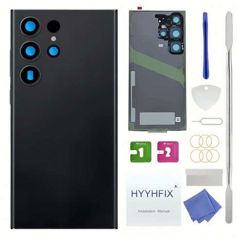 Galaxy S24 Ultra Back Glass Replacement for Samsung Galaxy S24 Ultra Rear Back Cover Glass Waterproof and Camera Lens+Professional Repair Tool Kit (Titanium Black) in Saudi Arabia