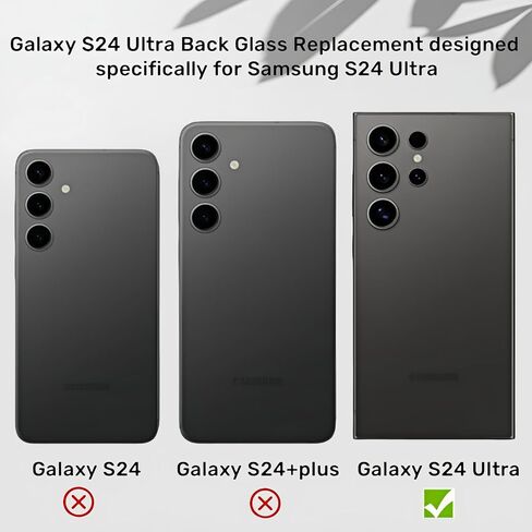 Galaxy S24 Ultra Back Glass Replacement for Samsung Galaxy S24 Ultra Rear Back Cover Glass Waterproof and Camera Lens+Professional Repair Tool Kit (Titanium Black) in Saudi Arabia