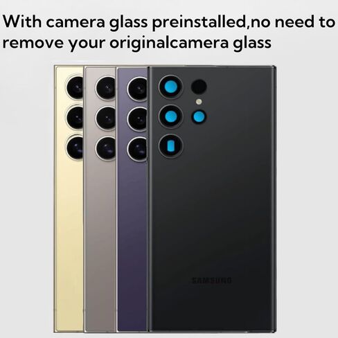 Galaxy S24 Ultra Back Glass Replacement for Samsung Galaxy S24 Ultra Rear Back Cover Glass Waterproof and Camera Lens+Professional Repair Tool Kit (Titanium Black) in Saudi Arabia