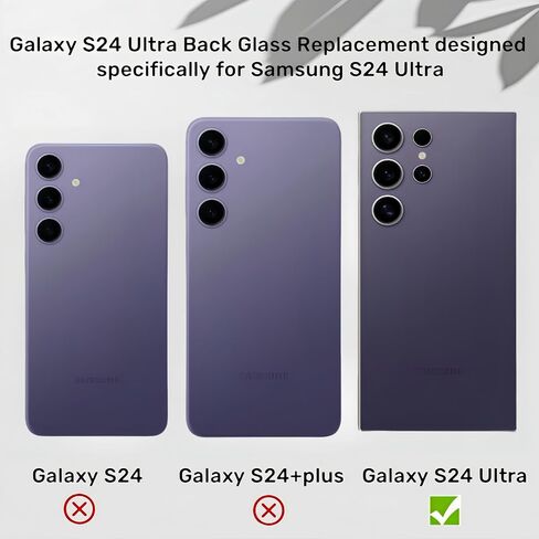 Galaxy S24 Ultra Back Glass Replacement for Samsung Galaxy S24 Ultra Rear Back Cover Glass Waterproof and Camera Lens+Professional Repair Tool Kit (Titanium Black) in Saudi Arabia
