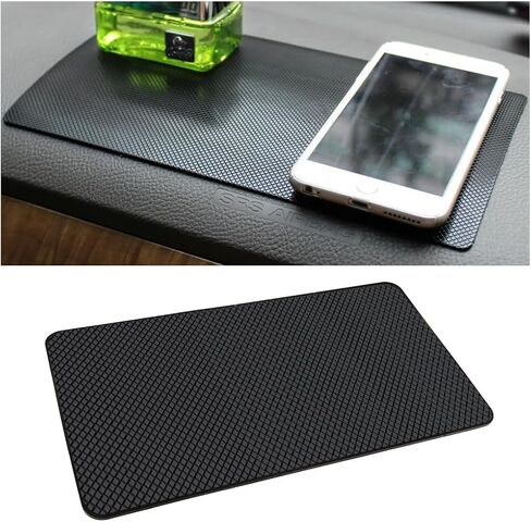 Car Anti-Slip Dashboard Rubber Mat, 10.6" x 5.9" Sticky Adhesive Auto Dashboard Pad for Cell Phone Sunglasses, Multifunctional Magic Dash Pad, Universal for RV, SUV, Truck (Chequered Pattern) in Kuwait