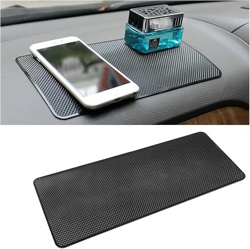 Car Anti-Slip Dashboard Rubber Mat, 10.6" x 5.9" Sticky Adhesive Auto Dashboard Pad for Cell Phone Sunglasses, Multifunctional Magic Dash Pad, Universal for RV, SUV, Truck (Chequered Pattern) in Kuwait