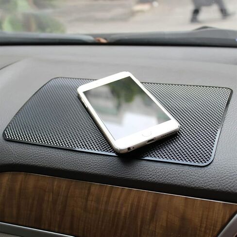 Car Anti-Slip Dashboard Rubber Mat, 10.6" x 5.9" Sticky Adhesive Auto Dashboard Pad for Cell Phone Sunglasses, Multifunctional Magic Dash Pad, Universal for RV, SUV, Truck (Chequered Pattern) in Kuwait