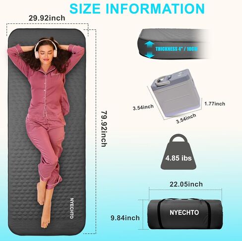 وسادة النوم المتضخمة ذاتية بمضخة كهربائية ، 4 بوصات ، مرتبة تخييم سميكة في الرغوة ، والتلسكوبية والضغوط ، والهواء المعزول سريعًا لسفر السيارات/خيمة/سرير ، والأخضر. in Kuwait