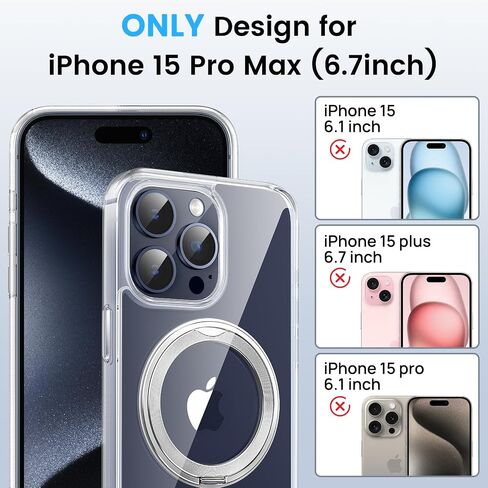 SODI for iPhone 15 Pro Max Case, Fit Wireless Accessory, Magnetic Phone Case with Built-in Camera Stash Stand, Shockproof & Scratch-Resistant Back Cover Kickstand for iPhone 15 Pro Max 6.7" Black in Saudi Arabia