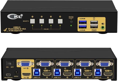 CKL USB3.0 HDMI KVM Switch 4K@60Hz (2 أجهزة كمبيوتر 2 شاشات) in Kuwait