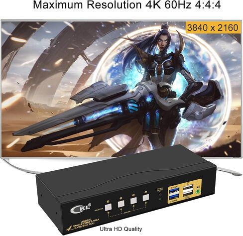 CKL USB3.0 HDMI KVM Switch 4K@60Hz (2 أجهزة كمبيوتر 2 شاشات) in Kuwait