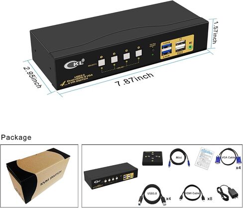 CKL USB3.0 HDMI KVM Switch 4K@60Hz (2 أجهزة كمبيوتر 2 شاشات) in Kuwait
