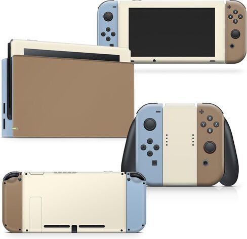 Tacky Design Classic colorwave Skin Compatible with Nintendo Switch Skin Wrap Cover, Color Blocking Skin for Nintendo Switch Stickers, Premium 3M Vinyl (Pastel Blue & Brown, Nintendo Switch) in Saudi Arabia