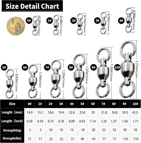Fishing Swivels with Split Rings, 25/50pcs Ball Bearing Swivel Speed Clips Stainless Quick Change Connector for Saltwater in Saudi Arabia
