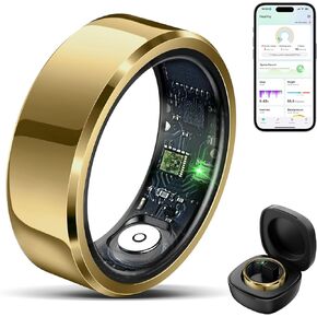 Smart Ring Health Tracker for Men Women, Waterproof Fitness Ring, Bluetooth Connected Health Ring, Activity Tracker Records Steps Distance Calories, Compatible with Android & iOS