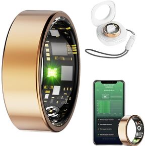 Smart Health Rings for Women Men,Fitness Monitor with Blood Oxygen,Heart Rate,Blood Pressure Tracking,Sleep Tracker,IP68 Waterproof,No Subscription Fee Smart Ring for iphone&Android (Rose Gold, #11)