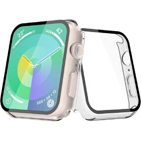 JULK [2 Pack] Gold Case with Screen Protector for Apple Watch Series 3/2 38mm, 9H Tempered Glass with Ultra Thin Hard Protective Cover for iWatch [1 Gold + 1 Transparent]