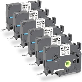 5 X Replacement for TZe-231 Brother Label Maker Tape 12mm 0.47 White Compatible with Tz-231 Brother P-Touch Label Tape, Laminated Black on White Tape for PT-D200 PT-D210 PT-H110 PT-D400 PT-D220 D600