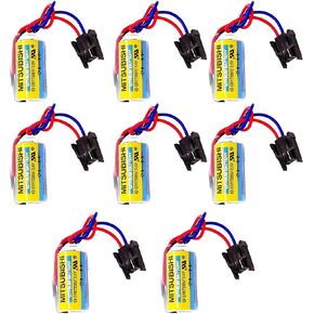 (8 Pack) ER17330V/A6BAT PLC Battery 3.6V Battery MR-BAT ER17330V for FANUC CNC System Power with Black Plug