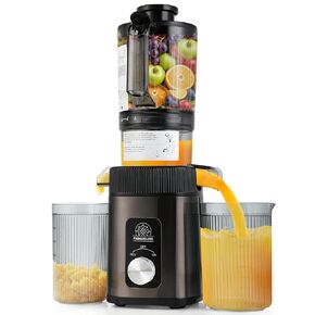 Cold Press Juicer, Masticating Juicer with 4.3" Wide Feed Chute, Dual Stainless Steel Filters, 34 oz Juice Capacity, High Juice Yield, Reverse Function, Dishwasher Safe, for Fruits, Vegetables