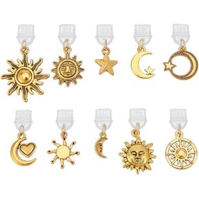 OLYCRAFT 10Pcs Dust Plug Charm Type C Anti Dust Plugs 1~1.6 inch Long Mobile Dustproof Plugs with Star Moon Pendants USB C Port Caps Protector Charging Port Plugs Pendants for Most Type C Phone
