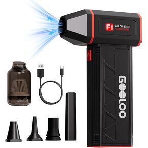 GOOLOO F1 DUSTER AIR AIR ، 4 GEAR 160000RPM AIR DUSTER ، منفاخ الهواء اللاسلكي القابل لإعادة الشحن مع مصباح LED ، طقم تفريغ المكتب المنفاخ المصغر لإزالة غبار لوحة المفاتيح الرئيسية للكمبيوتر.