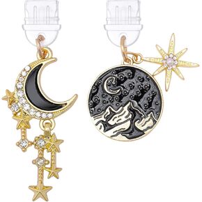 Star Moon Dust Plug Charms - 2 Pack Mystical Aesthetics Pendants Compatible with Kindle, Type C/USB C Phone Charm Charging Port Protector and E-Reader Accessory Gifts