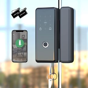 Sophies Glass Door Lock with Face Recognition, Wi-Fi Smart Locks Fully Automatic 3D Face Recognition Smart Biometrics Fingerprint Door Lock Tuya Remote Control NFC Password with Doorbell