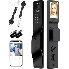 Sophies Smart Door Lock with Camera, Wi-Fi Smart Locks Fully Automatic 3D Face Recognition Smart Biometrics Fingerprint Door Lock (Smart Lock Waterproof, Black)