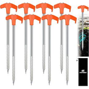 18 Pcs Tent Stakes with Heavy-Duty Camping Hammer 7.1In Rust-Proof Metal Ground Pegs & Portable Hammer for Camping, Backpacking, Tent Accessories with Storage Bag