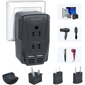 DOACE 2000W 220V إلى 110 فولت محول الجهد لمجفف الشعر المجفف الحديد ، محول سفر 2300W للهاتف المحمول للكاميرا المحمول ، محول محول الطاقة للسفر في جميع أنحاء العالم