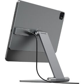 [Upgrade] Magnetic Wireless Charging Stand for iPad Pro 12.9 & iPad Air 13 M2, Foldable Aluminum Alloy Tablet Holder with 1M Cable, Adjustable Desk Mount for iPad Pro 12.9 3rd/4th/5th/6th Gen