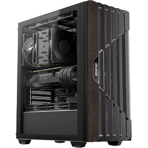 Oak Wood ATX PC Case, 4 x 120mm 3 Pin Non-PWM Case Fans Pre-Installed, Type-C Port, Tempered Glass Side Panel, Black Mid-Tower Computer Case, Cypress 5 AIR