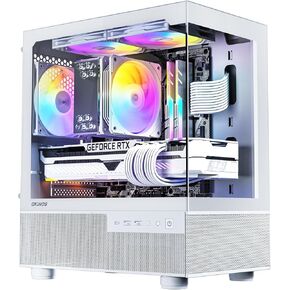 Aqua 3, Micro ATX Case, MATX PC Case with 3 X 120mm 3-Pin ARGB Fan Pre-Installed, Panoramic View Tempered Glass Front & Side Panel, with Type C Port, White