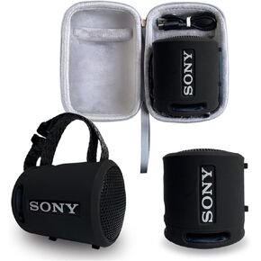 Silicone Cover and Hard Case for Sony SRS-XB13/XB100 Extra BASS Wireless Portable Compact Speaker, Carrying Cover Case for Sony SRS XB13 Speaker Accessories (Black/Grey)