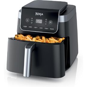 Ninja Air Fryer Pro 4-in-1 with 5 QT Capacity, Air Fry, Roast, Reheat, Dehydrate, Air Crisp Technology with 400F, crispy results in just minutes, Nonstick Basket & Crisper Plate, Grey, AF141 (Renewed)