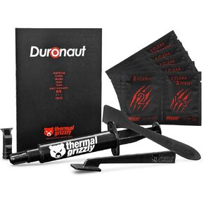 Thermal Grizzly - Duronaut - 6 Gram - Enhanced Durability & High Performance Thermal Paste - for Maximum Conductivity While Overclocking CPU/GPU/PS4/PS5/Xbox with 20 Cleaning Wipes 10 Wet & 10 Dry