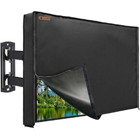 IC ICLOVER Outdoor TV Cover 40 Inch, 600D Heavy Duty Waterproof & Weatherproof TV Protector with Zipper Access & Roll-up Front Flap with Bottom Cover, Television Enclusure for Outside Flat Screen TV