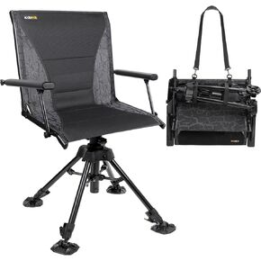 Kalkal Hunting Chair, Upgrade Capacity 400lbs Silent Hunting Blind Chair, 360° Swivel with 4 Adjustable Legs, Folding Hunting Seat for Turkey Hunting